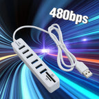 USB 6 Port Extension Hub High Speed Transmission Memory TF Splitter Adapter Plug and Play USB 2.0 for Laptop Computer PC