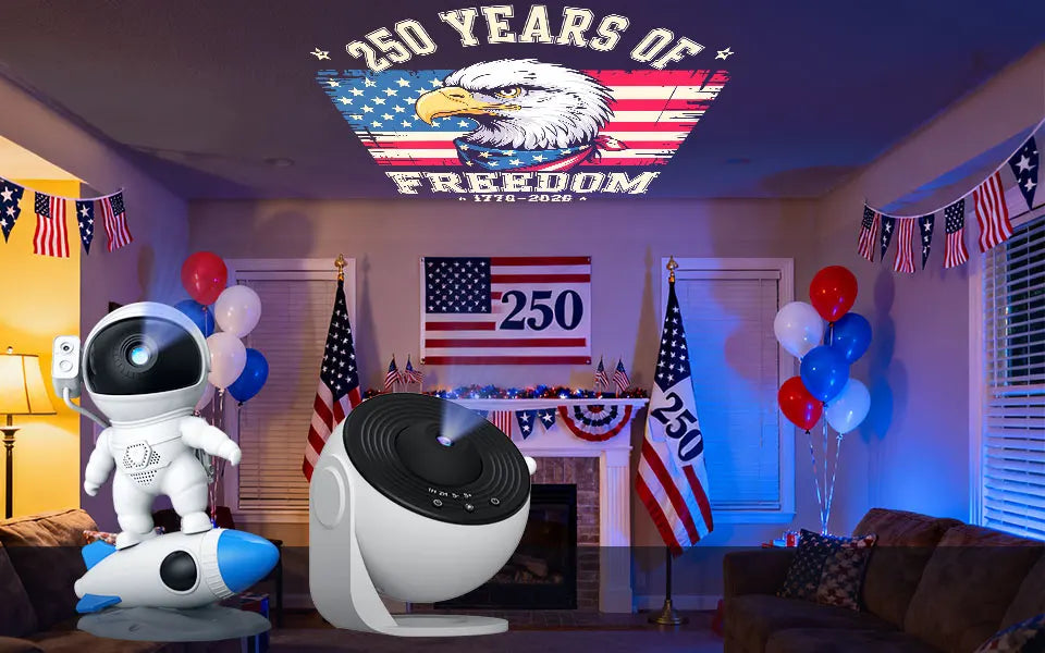 19-in-1 Galaxy Projector Starry Sky Night Light, 360° Rotate Planetarium Lamp with Independence Day Film Discs, LED Star Projector for Bedroom Home Decor, July 4th Patriotic Party Light, Kids Adults Gift, Timed & Adjustable
