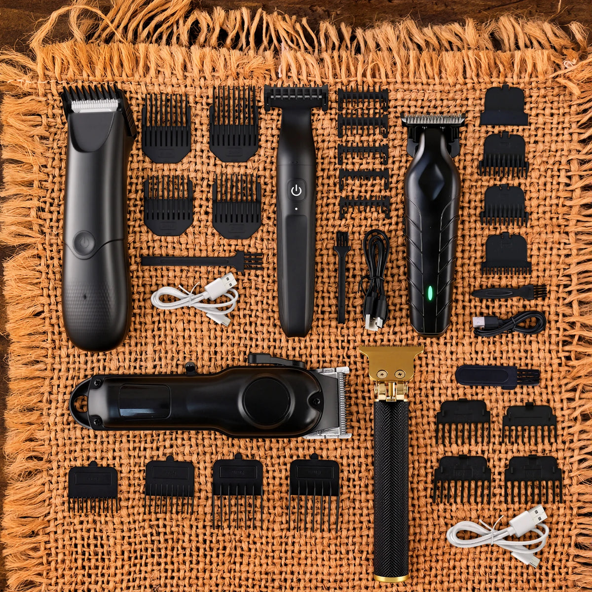 Professional Hair Clipper Set for Men, Cordless Haircut Kit Hair Clipper T-Blade Trimmer Electric Shaver