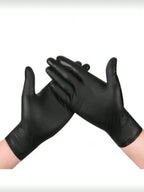 2/20/50/100pcs Black Disposable Nitrile Gloves, Latex-Free Waterproof Anti-Static Multi-Purpose Work Gloves, Powder-Free, Suitable For Kitchen, Bathroom, Home, Hair Dyeing, Beauty Salon, Painting, Craft Protection Gloves [No