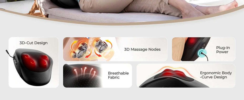 Electric Neck Massager Pillow, Neck&Shoulder Massager with Heat, Portable 3D Kneading for Shoulder, Leg&Calf Muscle Pain Relief