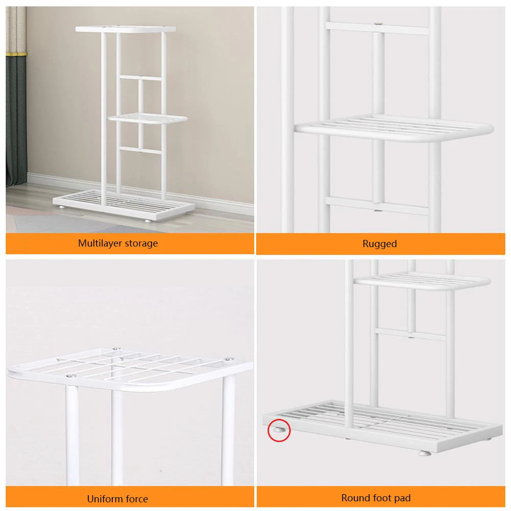 8 Tiers Metal Plant Stand, Indoor Outdoor 9 Potted Plant Holders, Tiered Plant Shelf, Metal Flower Display Rack For Gaden