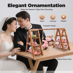 3-Tier Solid Wood Dessert Stand 6KG Load Capacity Detachable Wooden Cupcake Display Rack for Wedding Birthday Party