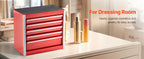 SucceBuy 5-Drawer 8.6in Metal Tool Box Red/Black Portable Small Tool Chest with PP Feet Pads for Garage Workshop Tools Storage