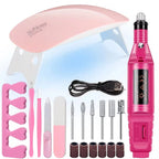 Professional USB Electric Nail Drill Polish File Kit with UV LED Nail Lamp Gel Manicure Dryer Lamp Acrylic Starter Set