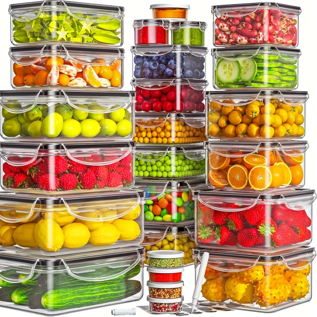 48PCS BPA-Free Food Storage Set – 24 Airtight Containers with Lids & Labels for Kitchen, Pantry & Travel - Nexvibe