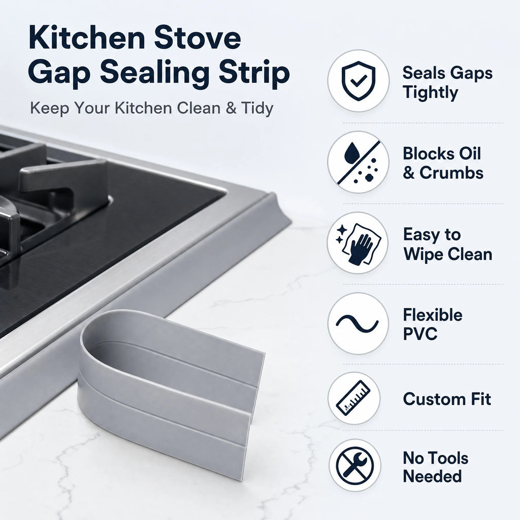 2PCS Kitchen Stove Gap Cover, PVC Self-Adhesive T-Shaped Seal Strip Oil Proof, for Countertop Sink Cabinet Gap Filler, Grey
