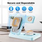3 In 1 Magnetic Wireless Charger Stand 15W Fast Charging Dock Station Multiple Devices for iPhone 15 14 13 8 Apple Watch Airpods