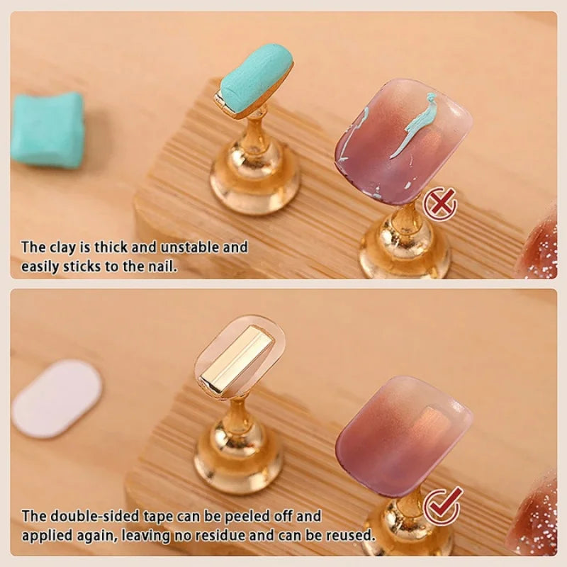 200pcs Nail Support Double-Sided Tape Nail Art Transparent No-Trace Jelly Tape Wearable Nail Tips Practice Base Fixing St