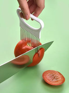 Multi-functional Onion Slicer Holder, Stainless Steel Vegetable Cutter with Prongs, Safe Kitchen Tool for Slicing & Chopping