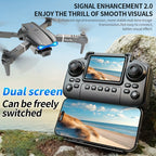 The Upgraded 2026 E99PRO MAX Drone Features Dual 8K Cameras, In-Screen Remote Control, Two Batteries, One-Key Return-to-Home, A Foldable Design, USB Charging, Wi-Fi Connectivity, and Flight Gaming Capabilities. This Drone Is