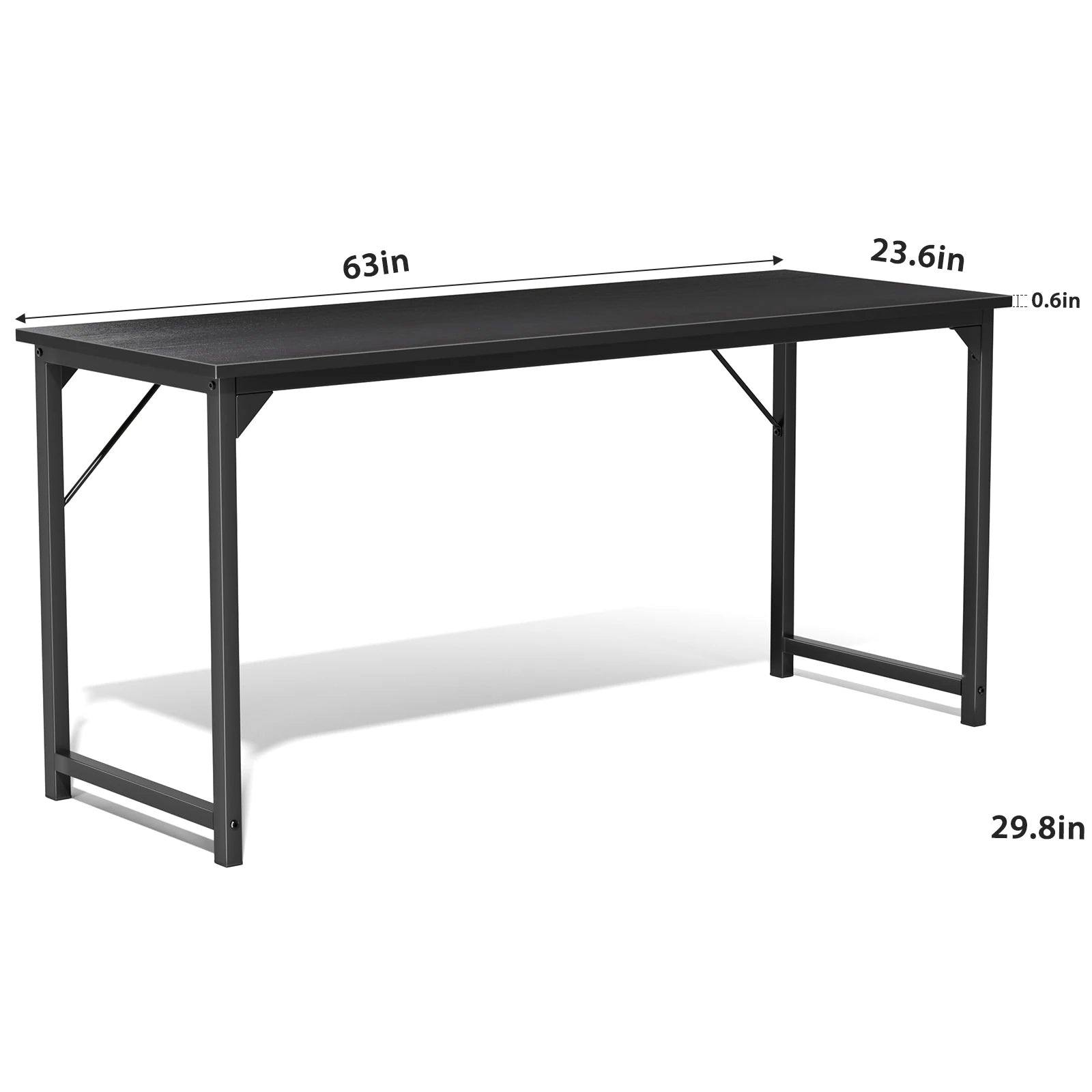JHK Computer Office Desk Writing Study Office Gaming Table Modern Simple Style Compact Metal Frame Wood Tabletop Easy Assembly