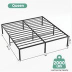 JHK 18IN Tall Basic Metal Platform Bed Frame Sturdy Steel Heavy Duty with Storage Space Bedroom Frames Slat Support For Home