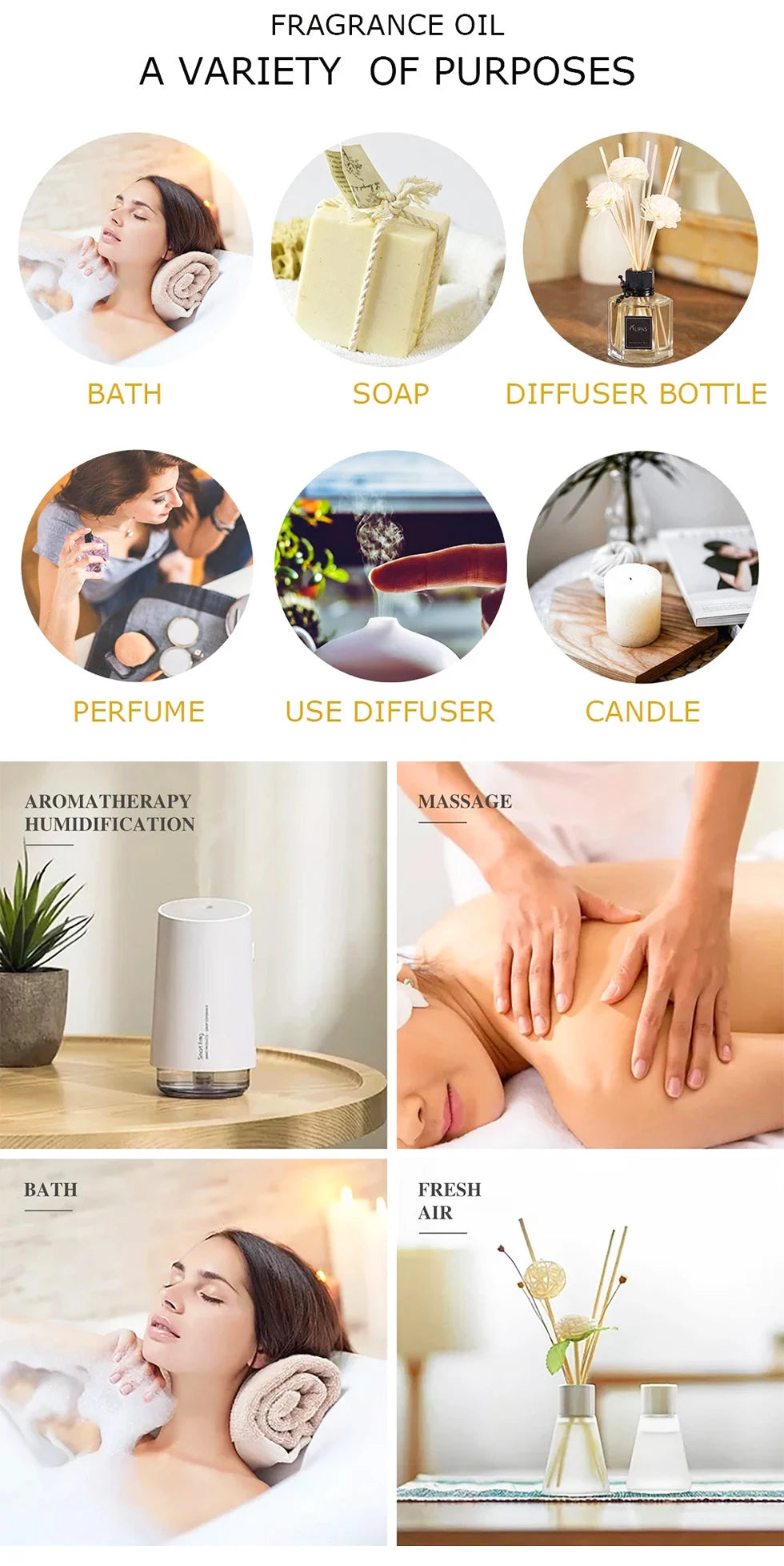 10Pcs&6pcs Essential Oil Gift Set, for Diffuser, Humidifiers, Skin Care, Massage, Fragrance Oil Scent for DIY Candle Soap Making