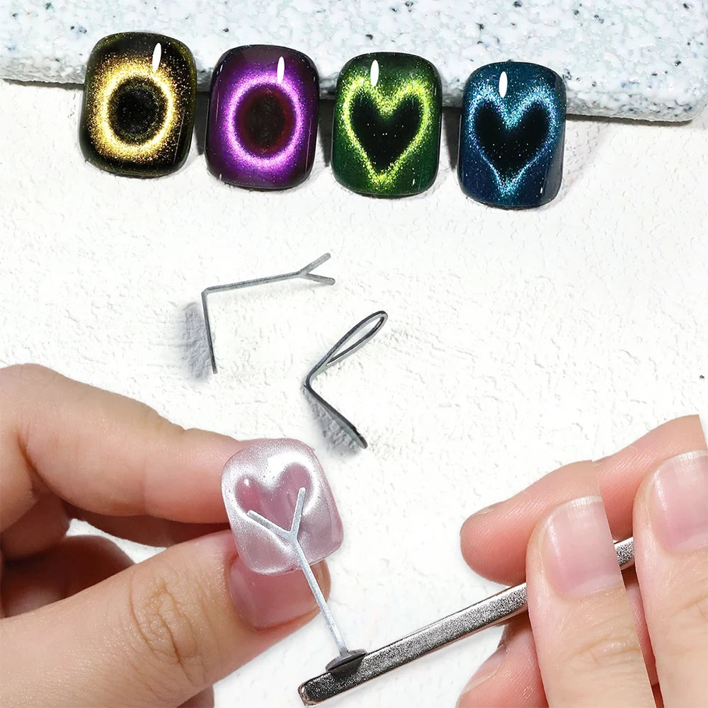 17Pcs Nail Art Nail Magnetic Stick Set Cat Eye Magnetic Ball Aluminum Handle Cylindrical UV Gel Magnet Tools Nail Design Tools