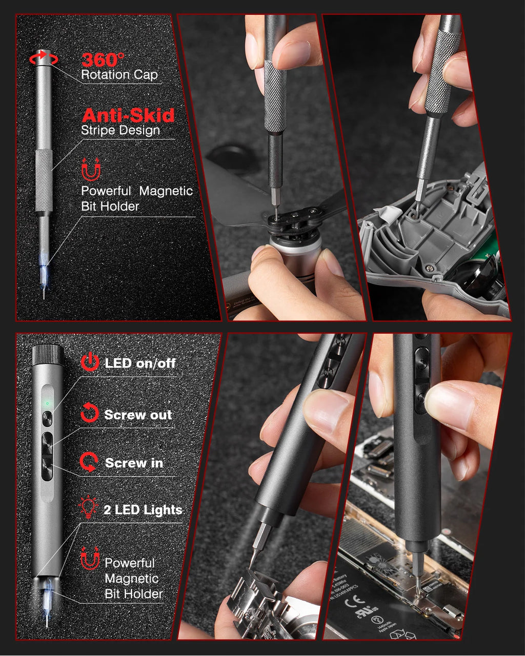 VMAN 138-IN-1 Professional Precision Electric Screwdriver Set Magnetic Bit Computer & Console Game & Phone Repair Kit Man‘s Gift