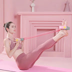 Pink 6-Tube Foot Pedal Resistance Band Space-Saving Figure Sculpting Tool Portable Home Fitness for Ab Core Back Shaping