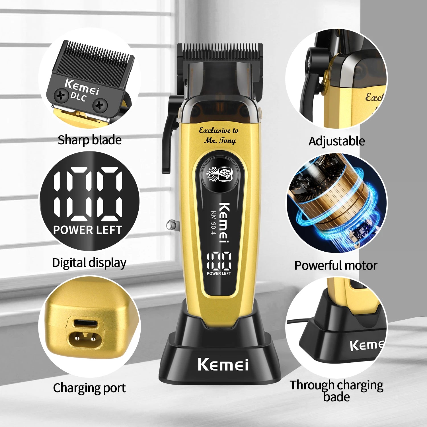 Hair Clippers for Men, Cordless Barber Clippers with LED Display 2299Hair Trimmer with Charging Base Professional Hair Clippers for Men, Cordless Barber Clipper T-Blade Beard Trimmer Foil Shaver Set, Rechargeable Electric Fad