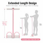 Pink 6-Tube Foot Pedal Resistance Band Space-Saving Figure Sculpting Tool Portable Home Fitness for Ab Core Back Shaping