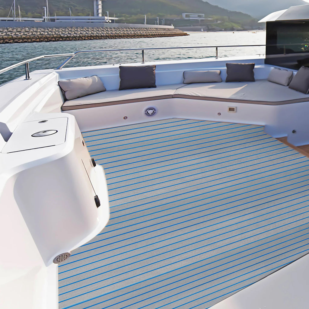 240*60cm/240*90cm EVA Foam Non-Slip Boat Deck Mat 6mm Thick Waterproof Marine Yacht Faux Teak Decking Sheet Flooring Carpet Pad
