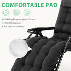 JHK Zero Gravity Recliner Camping Patio Lounge Chair Folding Portable with Cup Holder Trays Removable Cushion For Outdoor Garden