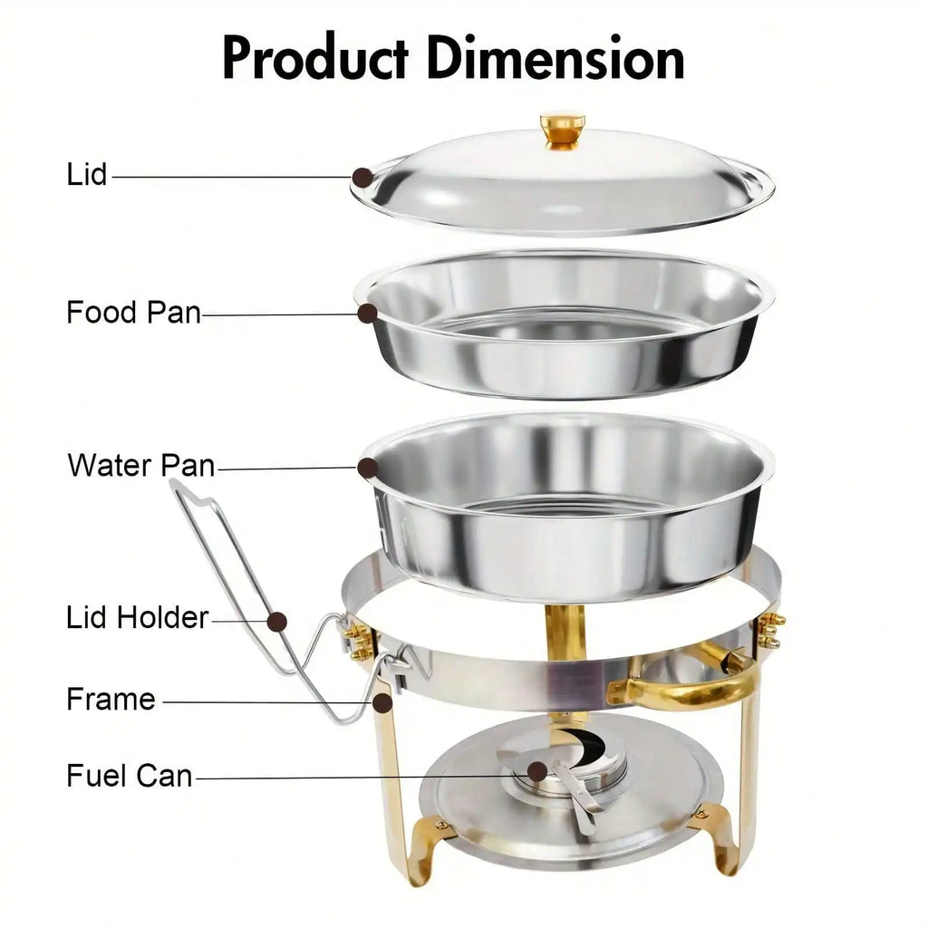 2/4/6 Pack 5QT Round Stainless Steel Baking Tray Set for buffets, family parties, holiday buffet essentials