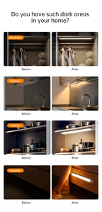 LED Motion Sensor Light Night Light Wireless USB Under Cabinet Light For Kitchen Cabinet Bedroom Wardrobe Sensor Indoor Lighting