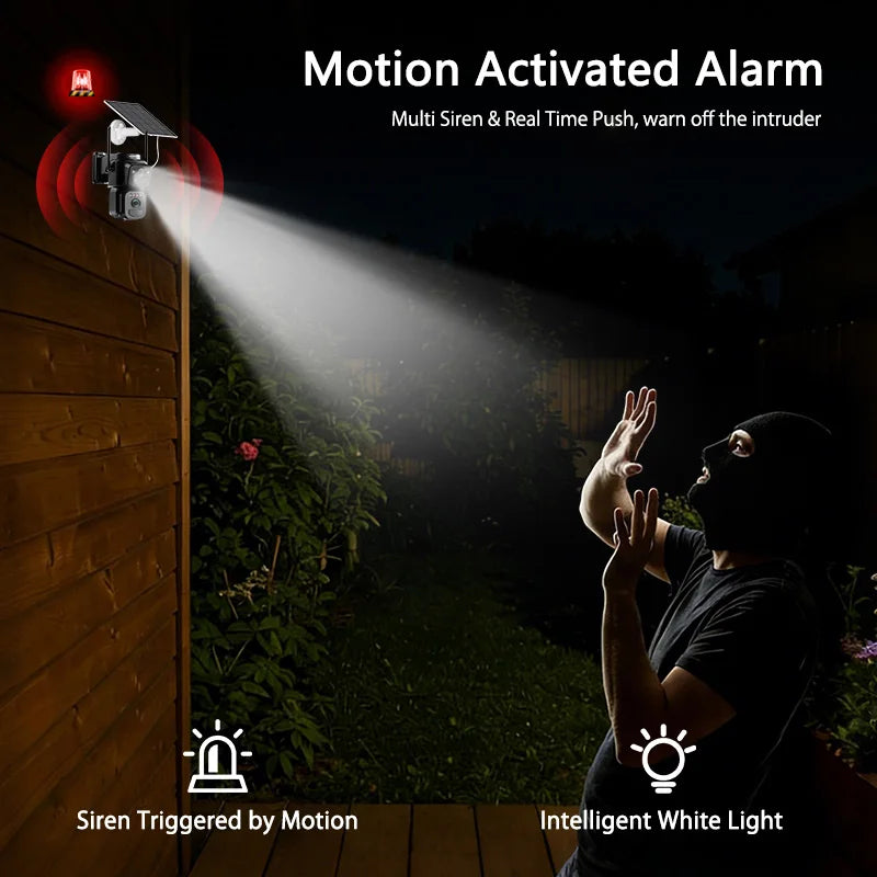 SZSINOCAM Dual Lens Solar WiFi Camera Outdoor Security 24h Record Built in Battery Solar Panel Wireless Cam Alarm