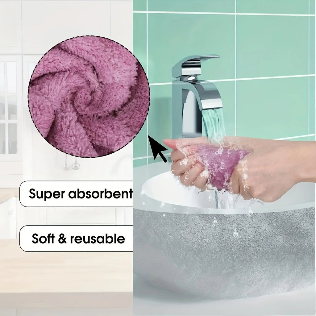 10Pcs Microfiber Kitchen Dishcloths, Double-Sided Absorbent Cleaning Rags, Reusable Lint-Free Towels for Home Cleaning
