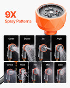 SucceBuy Retractable Garden Hose Reel Wall Mounted Hose Reel Heavy Duty Garden Hose Reel with 9 Patterns Nozzle Swivel Bracket
