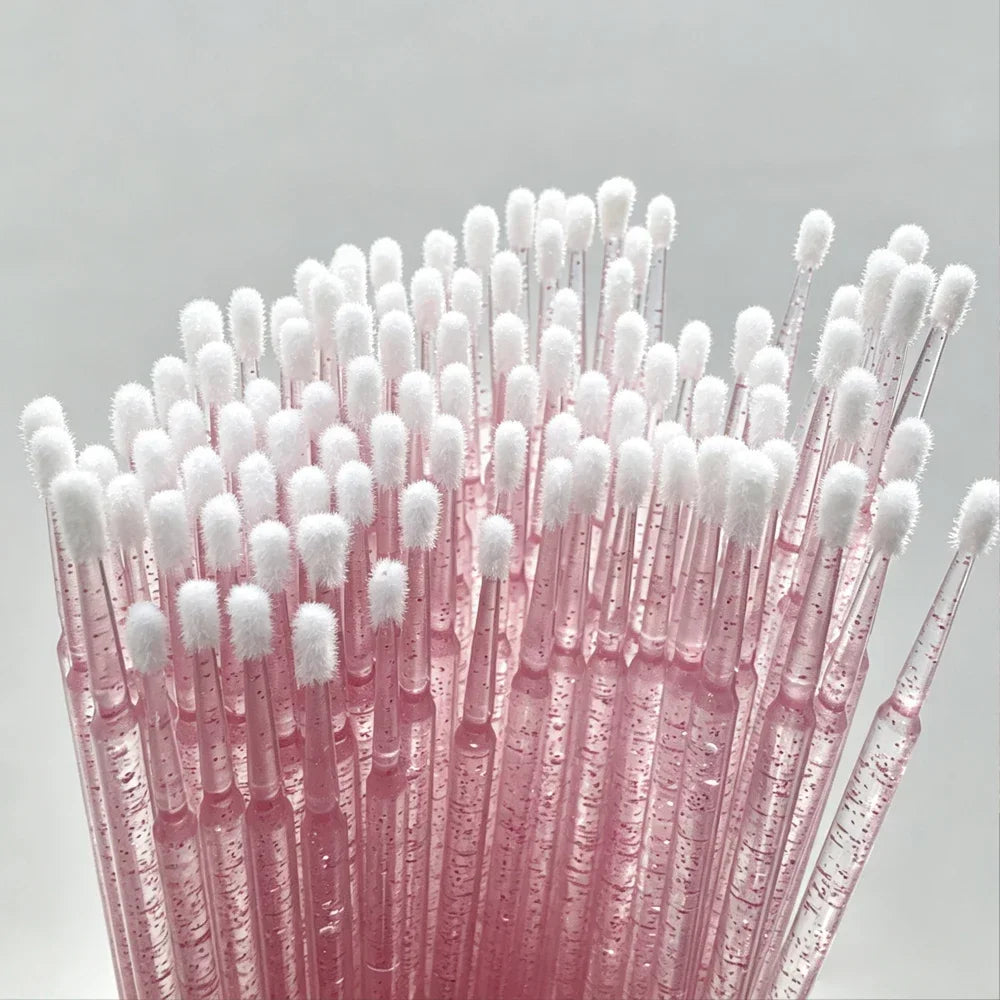 100PCS Crystal Micro Brush Disposable Lashes Removing Swab Mascara Wands Applicator Eyelash Extension Brushes Makeup Tools