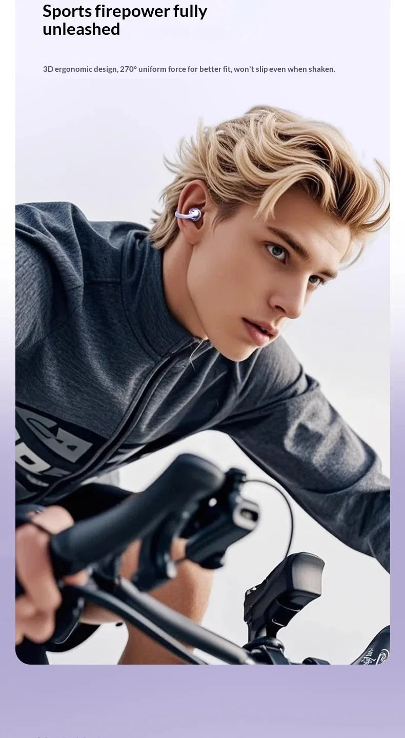 Premium Wireless Bluetooth Earbuds Clip-on Earphones Sound Quality Long Battery Life Perfect for Sports Headphones With Mic
