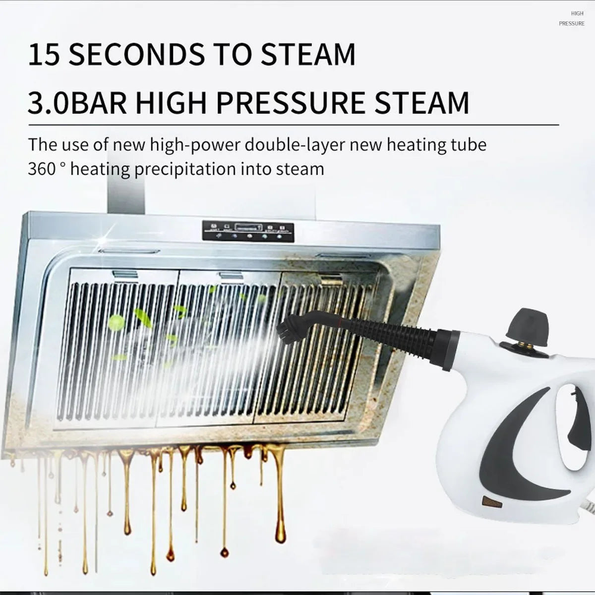 High Temperature Handheld Steam Cleaner 9 Piece Set, 350ML Portable Steamer For Kitchen Bathroom Car Tile And Grout Cleaning