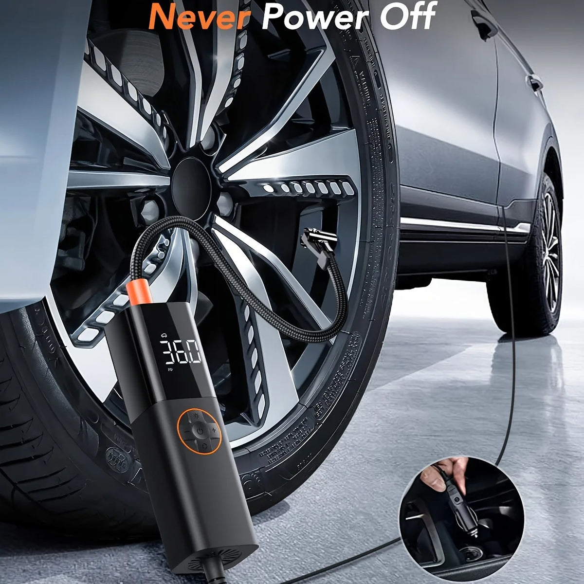 Tire Inflator Portable Air Compressor, DC 12V Small Air Pump for Car Tires, 150PSI Electric Tire Pump