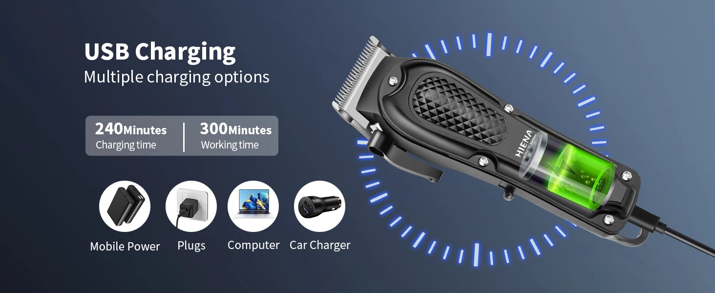 HIENA PRO Professional Hair Clipper Set Cordless Barber Kit and Hair Cutting Set Electric Foil Shavers and Beard Trimmers set