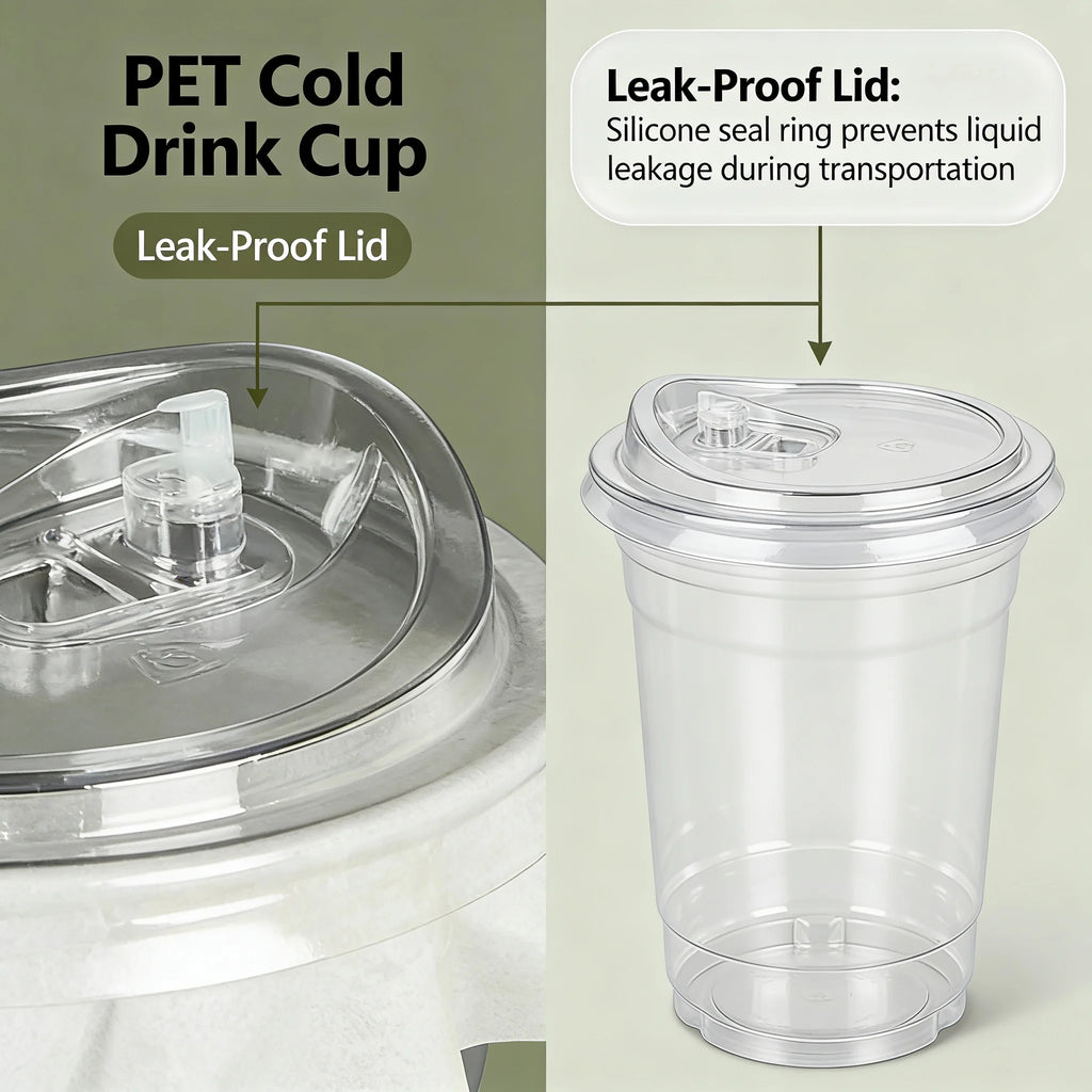 20 PCS PET Cold Drink Cups with Lids Leak-Proof Disposable Clear Plastic Cups for Iced Coffee Bubble Tea Smoothie