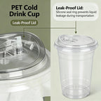 20 PCS PET Cold Drink Cups with Lids Leak-Proof Disposable Clear Plastic Cups for Iced Coffee Bubble Tea Smoothie