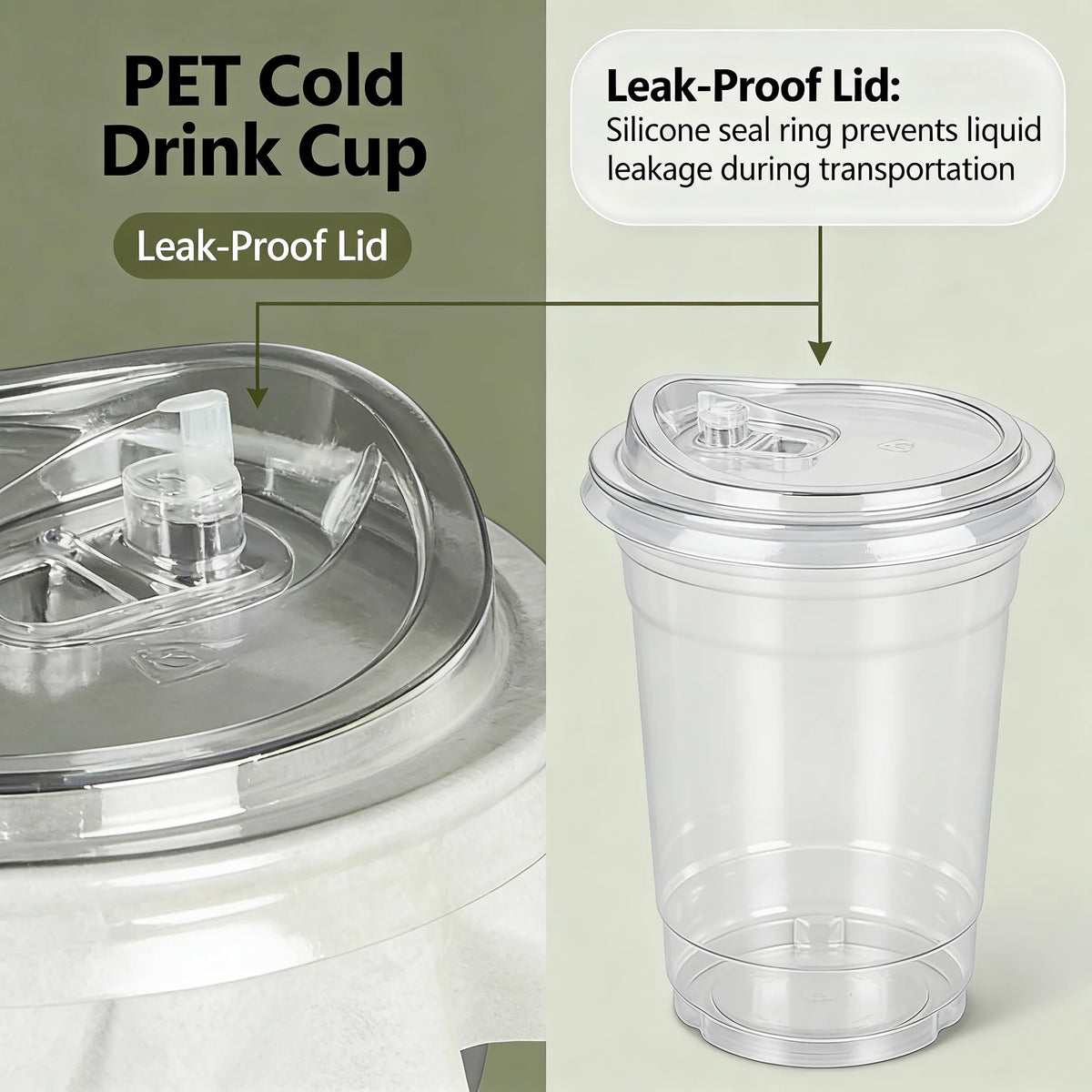 20 PCS PET Cold Drink Cups with Lids Leak-Proof Disposable Clear Plastic Cups for Iced Coffee Bubble Tea Smoothie
