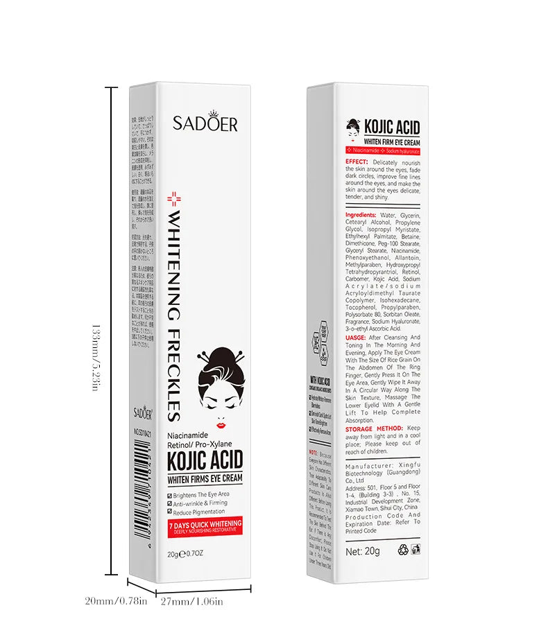 SADOER Kojic Acid Skin Care Sets Moisturizing Freckle Removing Face Cream Anti Dark Circles Eye Cream Travel Size Skin Care