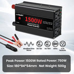 Car Power Inverter 1500W 2000W 2600W 6000W DC 12V To AC 120V Transformer with Dual Socket Charge,2×3.1A USB Port.