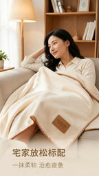 Fall Winter Simple Solid Artificial Lambswool Blanket Thickened Warm Multi-functional Blankets Soft Skin-friendly Cozy Blanket