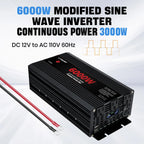 Car Power Inverter 1500W 2000W 2600W 6000W DC 12V To AC 120V Transformer with Dual Socket Charge,2×3.1A USB Port.