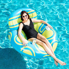 Joyfy Inflatable Pool Float Lounger River Tube Floating Chair Sofa with Big Backrest Handle Cup Holder Pool Summer Party Toys