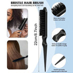 Bristle Slick Back Hair Brush for Sleek Ponytail Bun & Smoothing Baby Hairs, Flyaways, Edge Control - Backcombing & Teasing