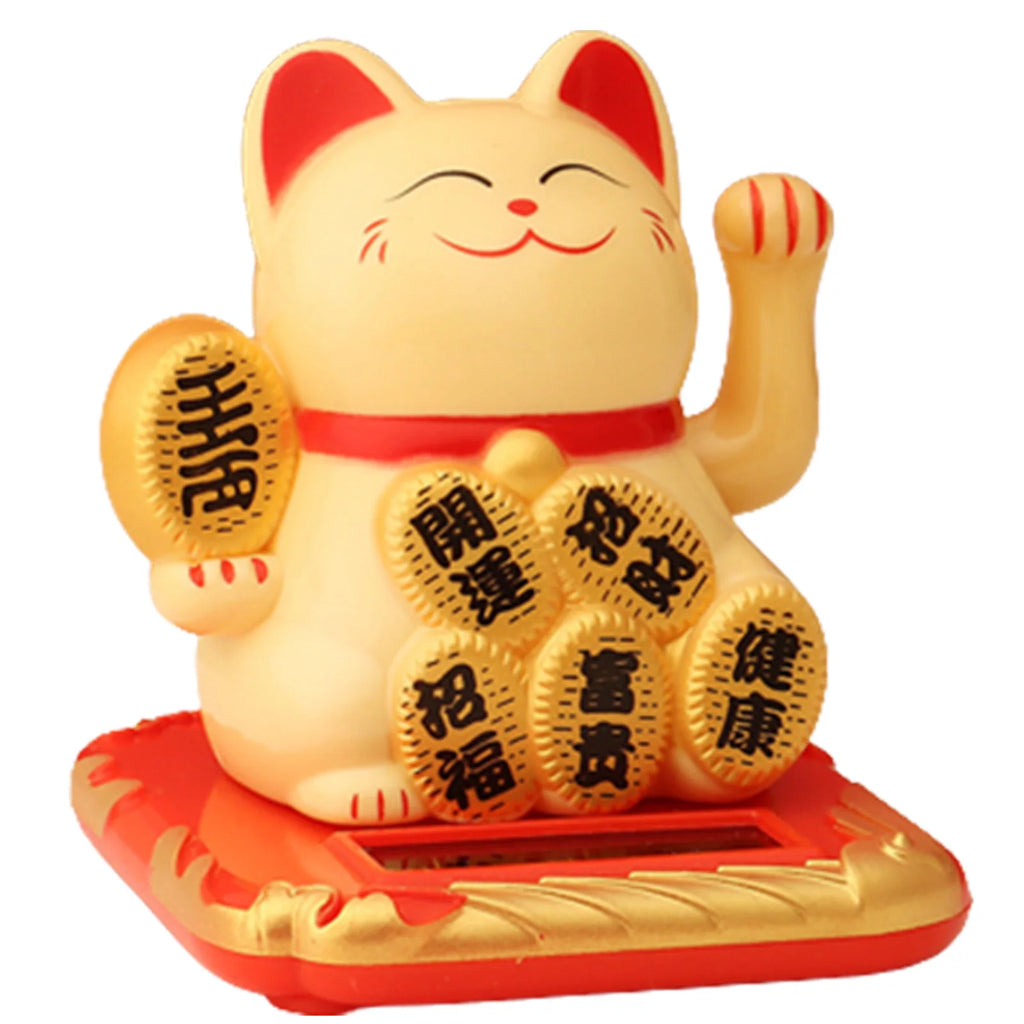 2.5 Inch Lucky Cat Ornaments Cute Solar Power Desk Cat Decoration Works Well Lucky Cat Car Ornaments Durable Home Decoration