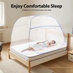 1.8M Blue Bed Cover Total Enclosed Anti-Mosquito Bed Canopy with Storage Bag Triple Door Double Zip Design Easy Installation