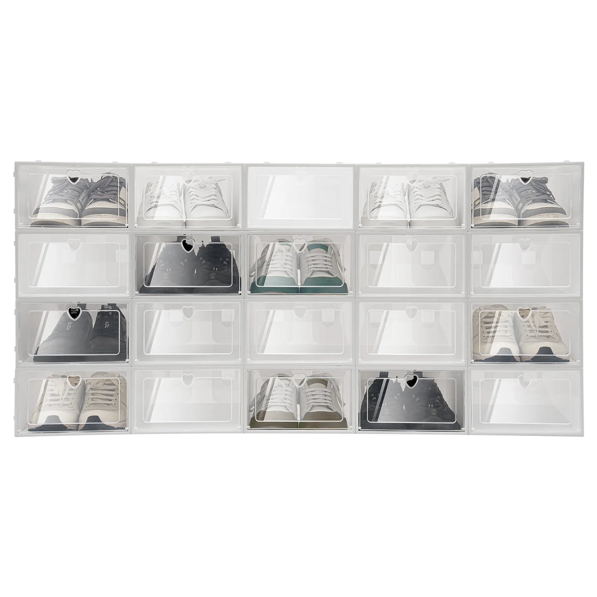 20PCS Plastic Shoe Box Storage Organizer Stackable Foldable Clear Shoe Container
