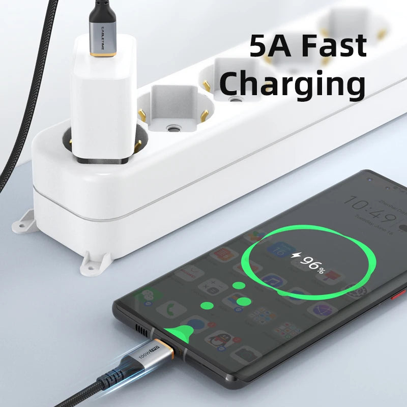 CABLETIME USB C to USB C Cable PD100W Type C Cable Alluminum Shell Braided 5A Fast Charging 480Mbps Fast Transmisson for Laptop iPhone 17