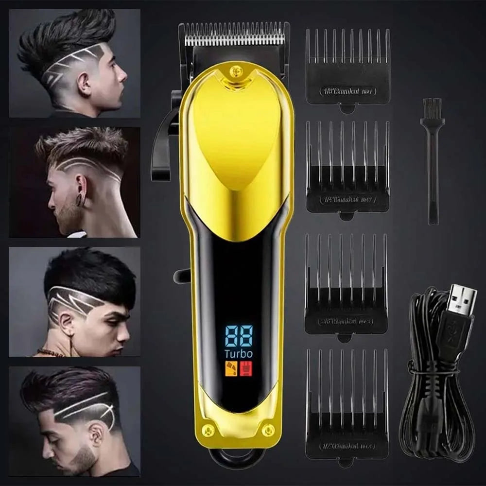 Professional Hair Clipper Set for Men, Rechargeable Cordless Hair Trimmer with LCD Display, 1pc/2-in-1/3-in-1 Grooming Kit with Foil Shaver & T-Blade Trimmer, Barber Haircut Machine with Accessories