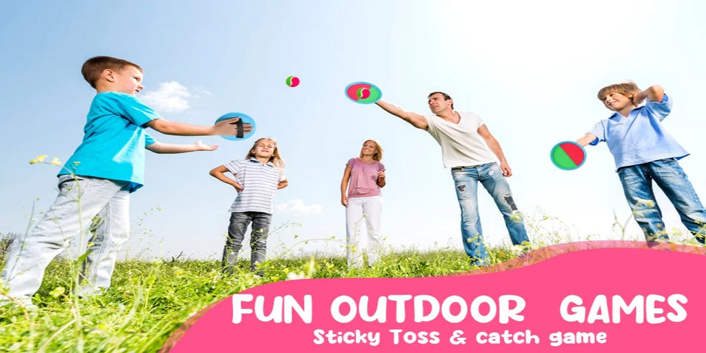 Sticky Ball Toys - Outdoor Play, Beach Toys, Throw And Ball Sets With 2 Paddles And 1Ball, Beach Play Set Playground Set For